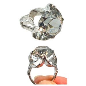 Vintage Silver Clark & Coombs Crystal Ring | 925 Sterling Cocktail Ring